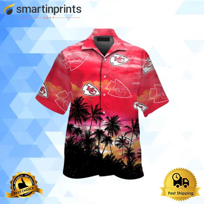 Kansas City Chiefs Short Sleeve Button Up Tropical Hawaiian Shirt